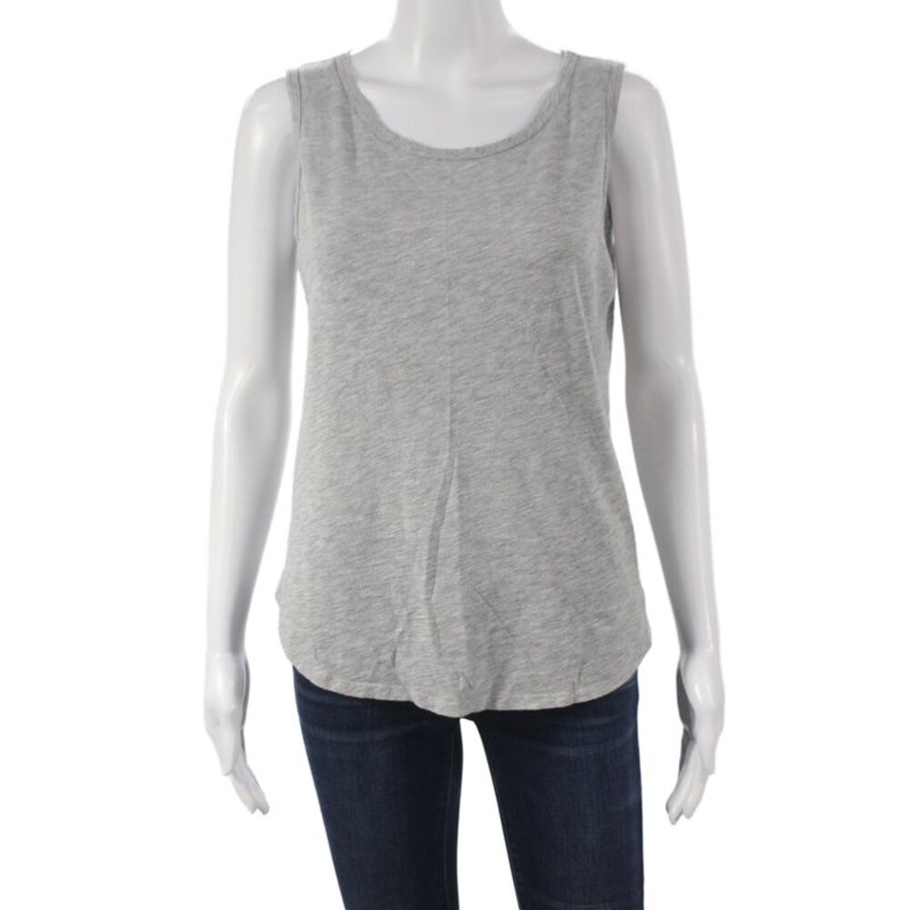 Velvet Womens Basic Tank Gray Scoop Neck Sleeveless 90% Cotton Size S